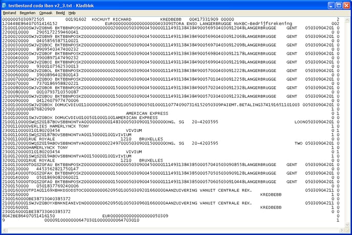 Testbestand CODA - Cafca Software